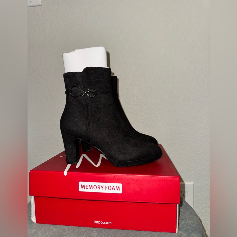 IMPO VINCE BLACK ECO SUEDY STRETCH/ ORNAMENT BOOTIE SZ 6M